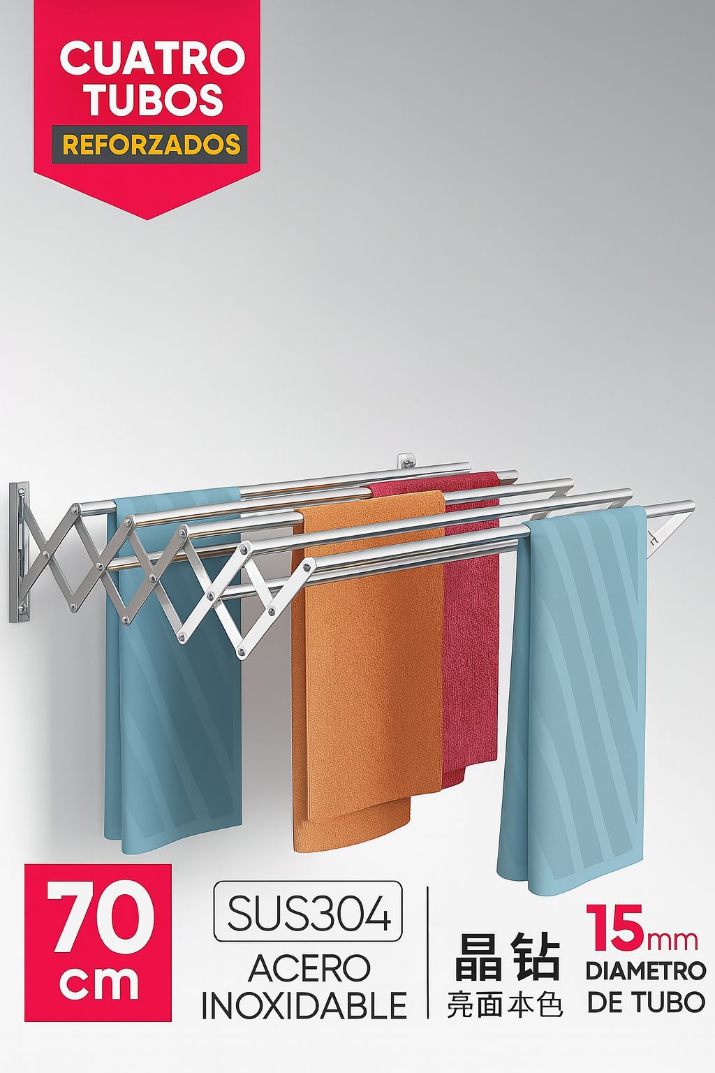 TENDEDERO RETRACTIL DE ACERO INOXIDABLE